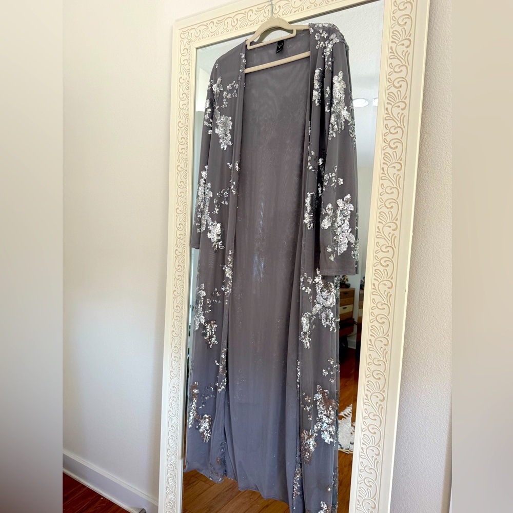 Sequin light gray duster